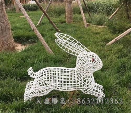 不锈钢奔跑兔子广场雕塑