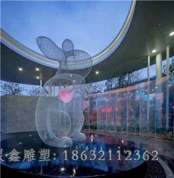 不锈钢镂空兔子公园雕塑