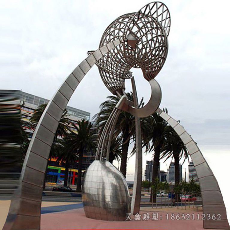 不锈钢空缕球抽象雕塑