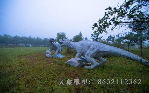 不锈钢抽象恐龙公园雕塑
