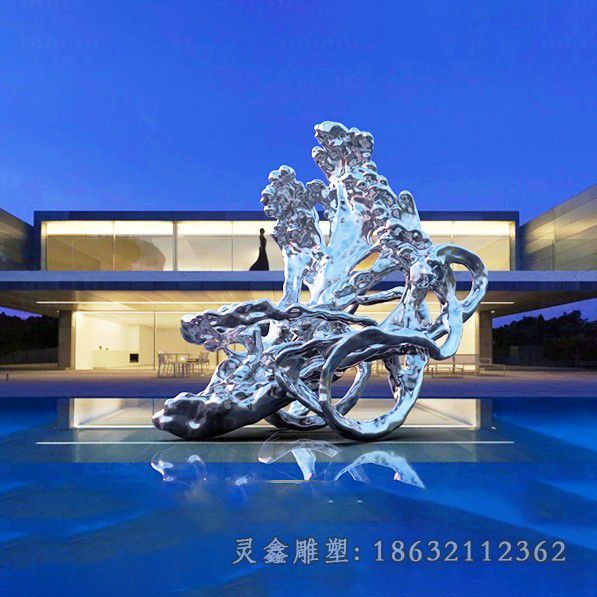 不锈钢抽象浪花景观雕塑
