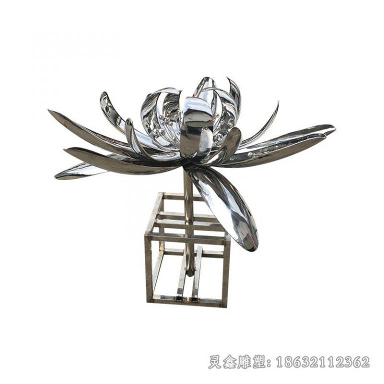 不锈钢镜面莲花标志雕塑