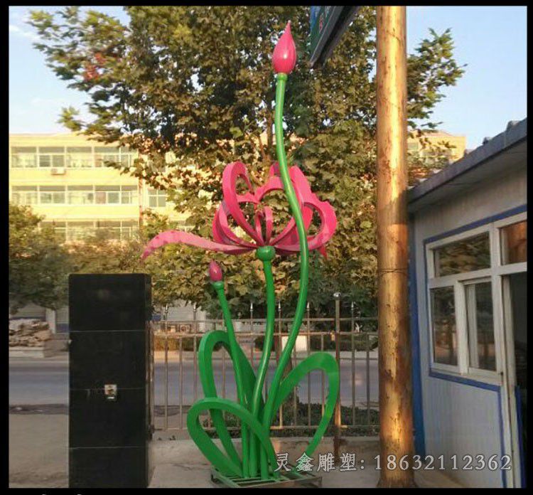 不锈钢彩绘莲花广场雕塑