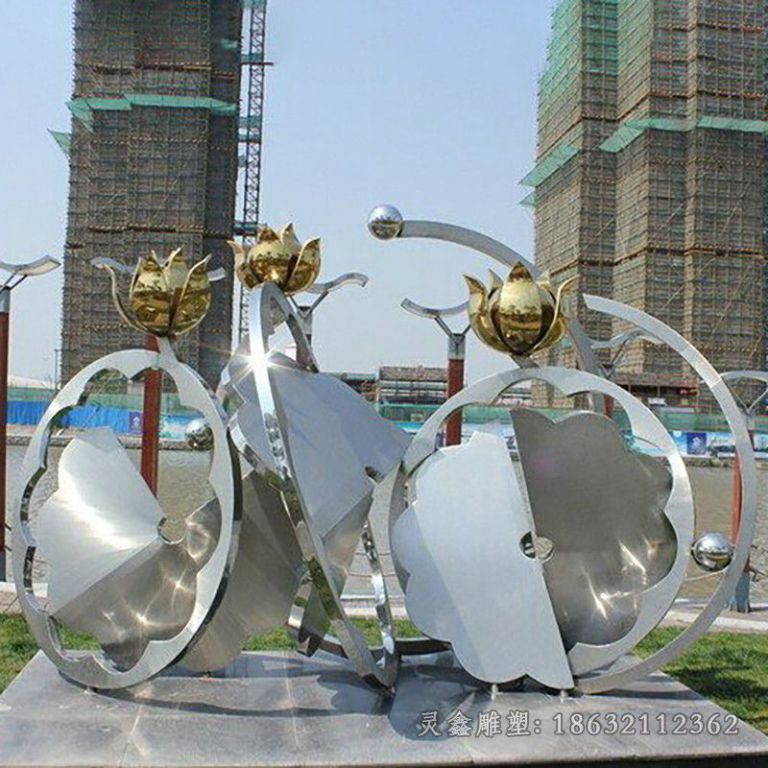 不锈钢抽象莲花景观雕塑
