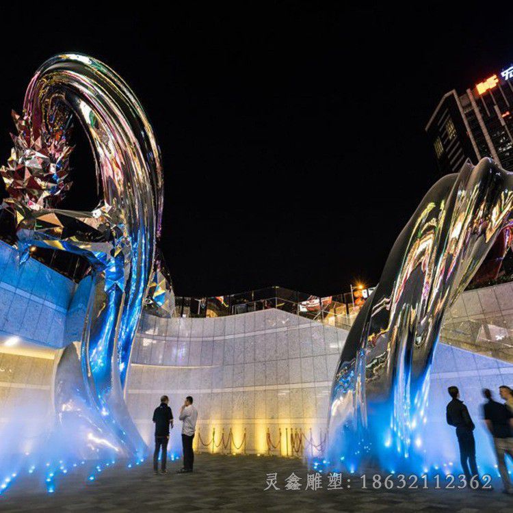不锈钢彩绘抽象龙雕塑