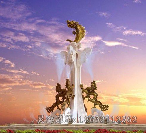 不锈钢嬉戏龙动物雕塑