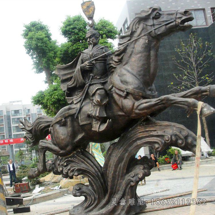 骑马古代人物景观铜雕