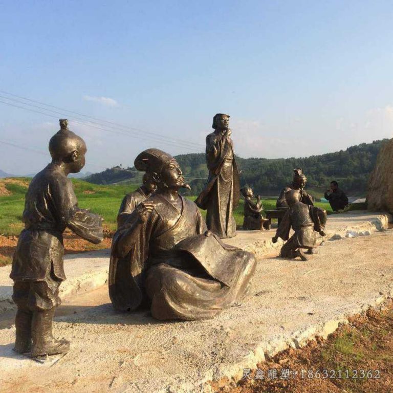 古代人物街边标志铜雕