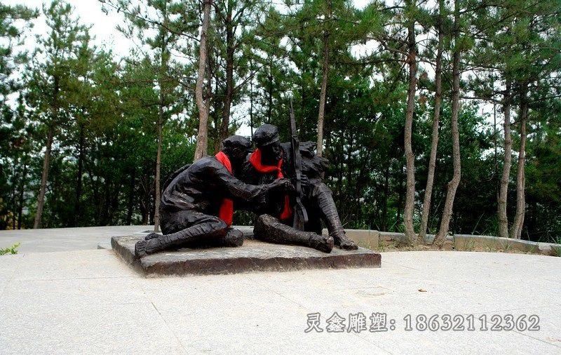 抗战时期人物景观铜雕