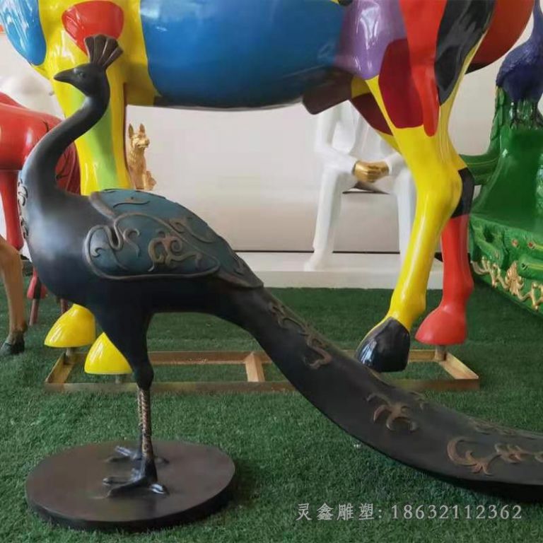 抽象孔雀庭院景观铜雕