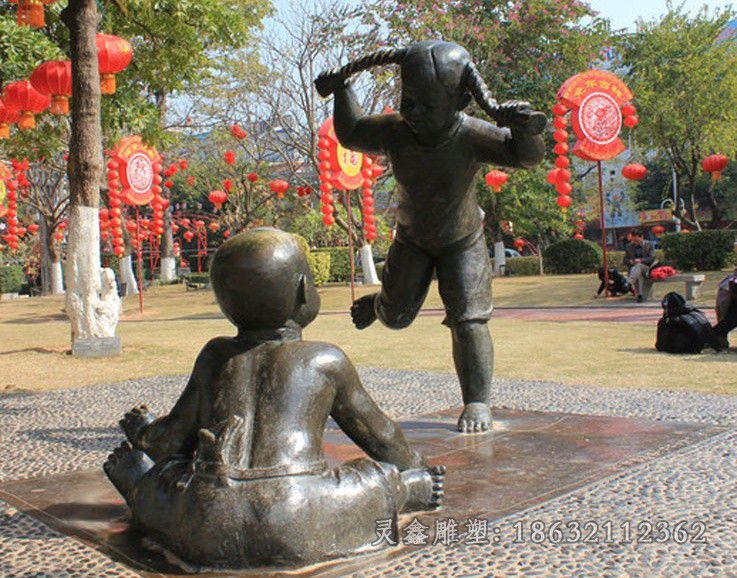 两小无猜儿童人物铜雕