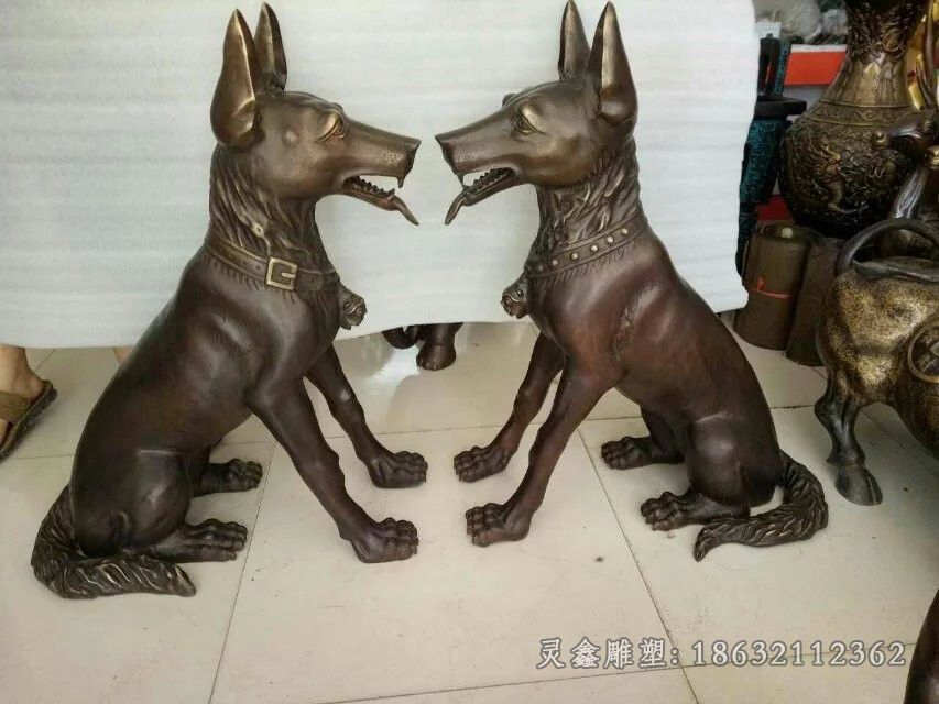 招财小狗动物景观铜雕