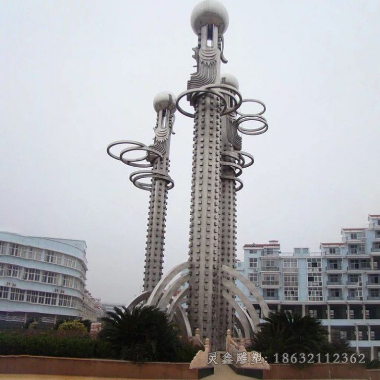 不锈钢龙柱广场景观雕塑