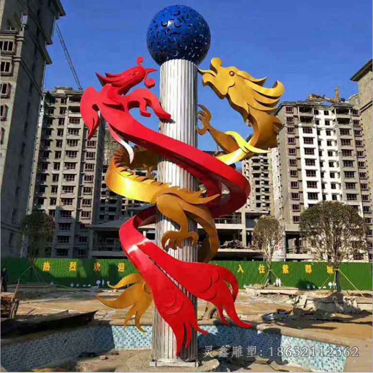 不锈钢彩绘龙动物雕塑