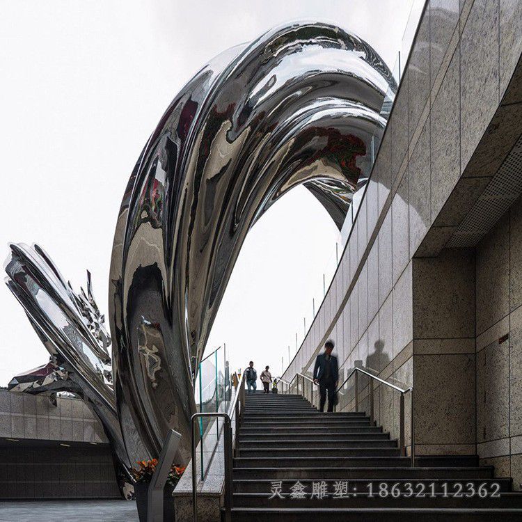 抽象动物龙不锈钢雕塑