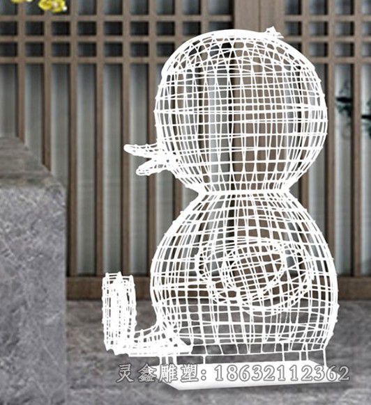 不锈钢镂空鸭子景观雕塑