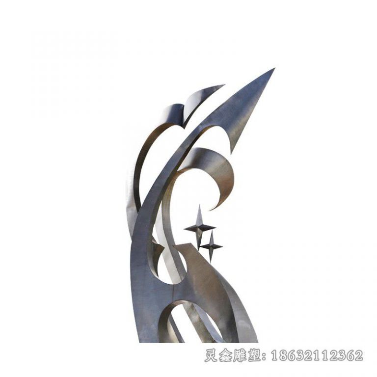 不锈钢镜面飘扬彩带雕塑