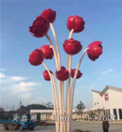 不锈钢玫瑰花庭院雕塑