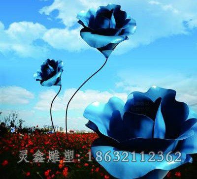 不锈钢彩绘玫瑰花雕塑