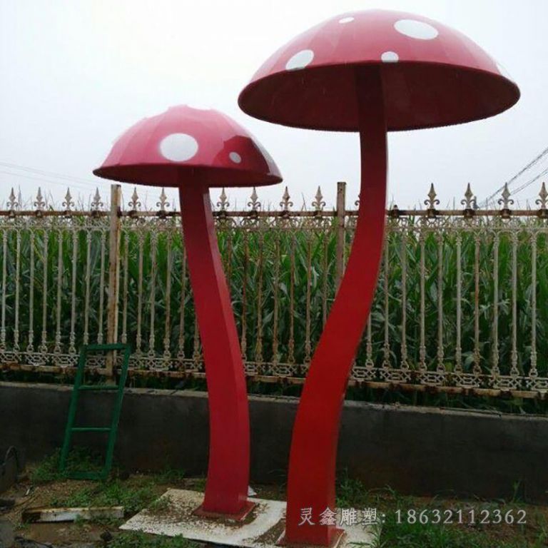 不锈钢彩绘蘑菇景观雕塑