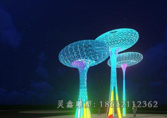 不锈钢发光蘑菇景观雕塑