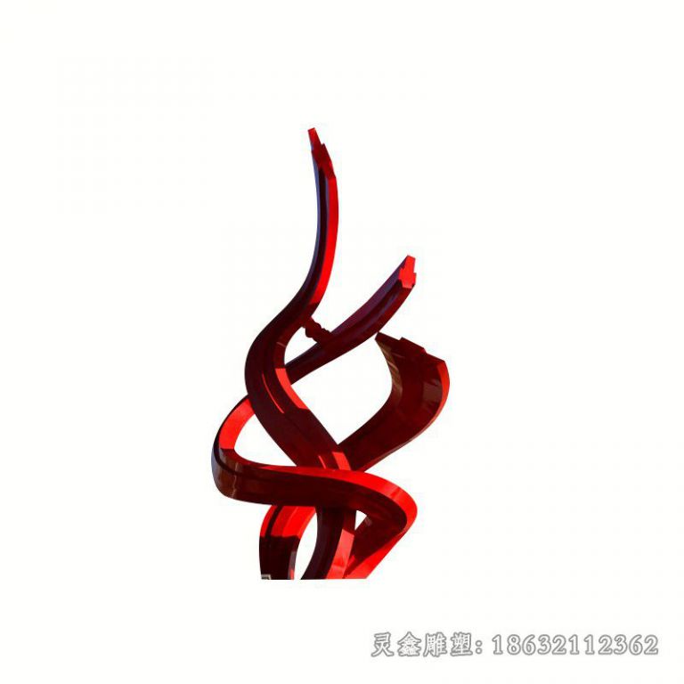 红色飘带不锈钢校园雕塑