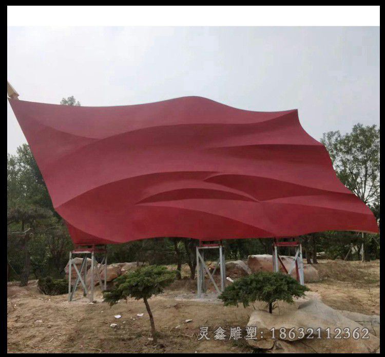 不锈钢飘扬红旗景观雕塑