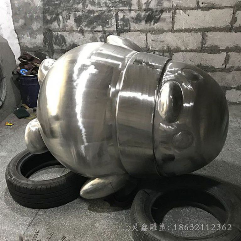 不锈钢抽象企鹅景观雕塑