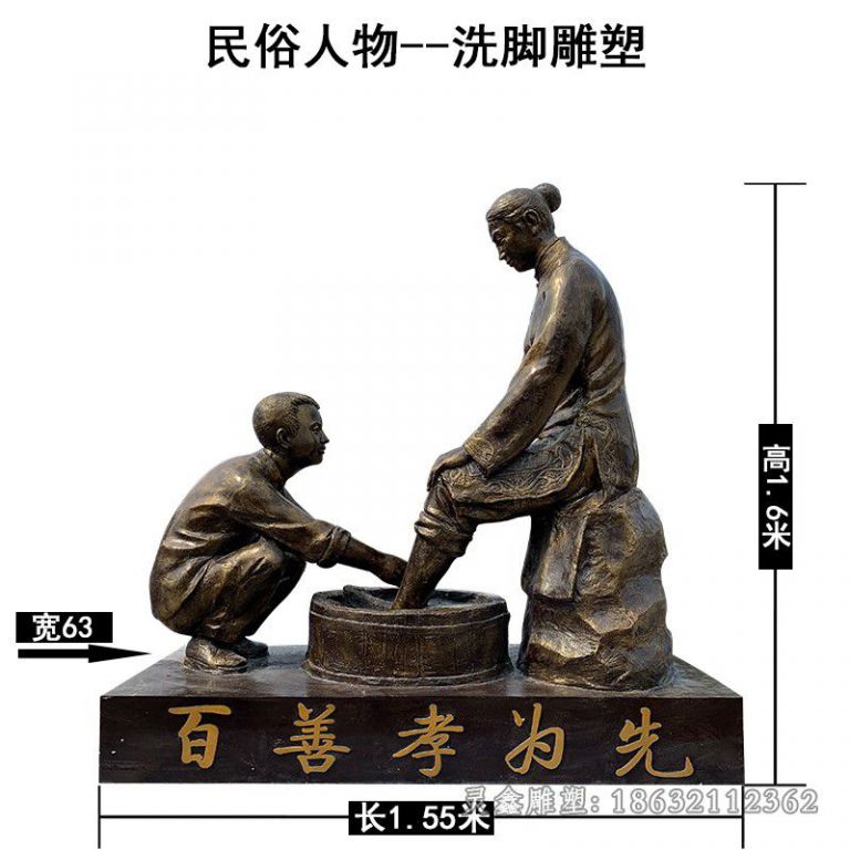 孝文化洗脚别墅铜雕