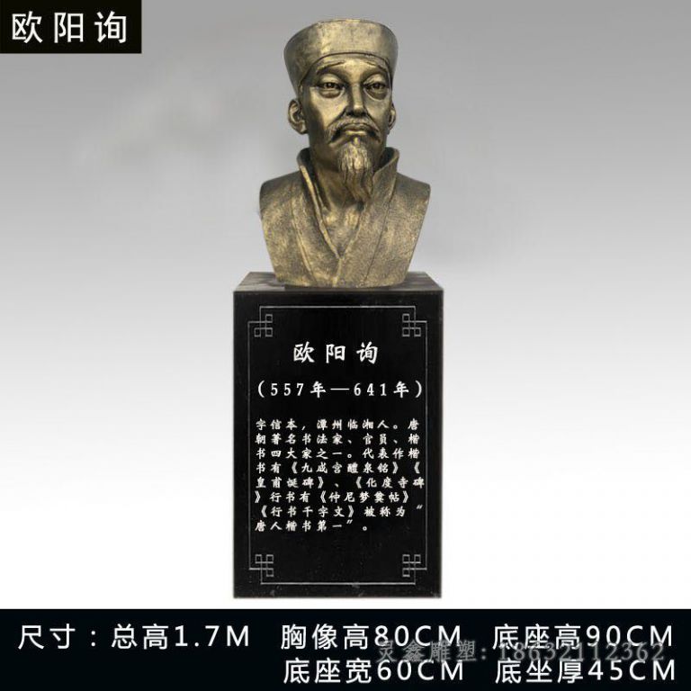 欧阳询胸像人物铜雕
