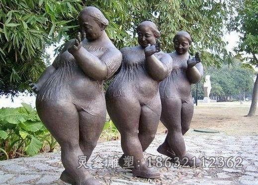 胖女人人物景观铜雕
