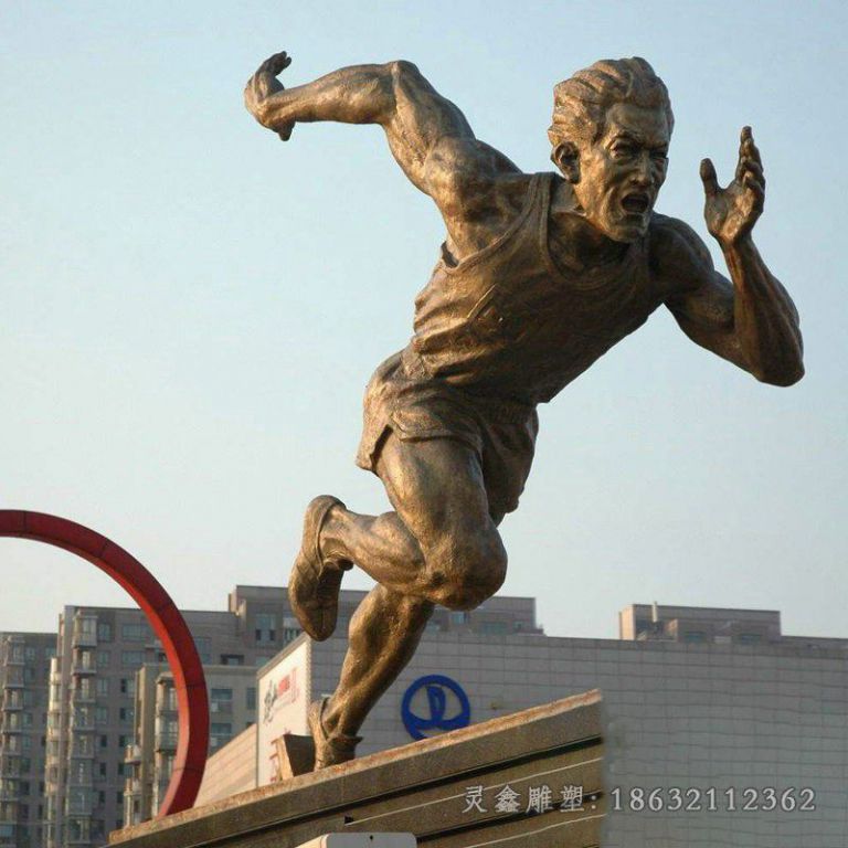 跑步别墅人物铜雕