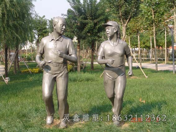 跑步商场人物铜雕