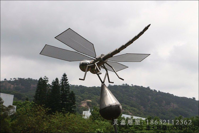 不锈钢蜻蜓广场动物雕塑
