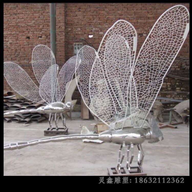 不锈钢蜻蜓园林动物雕塑
