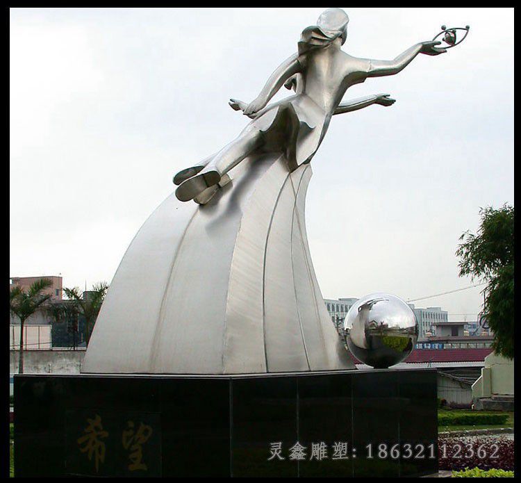 不锈钢情侣双飞景观雕塑