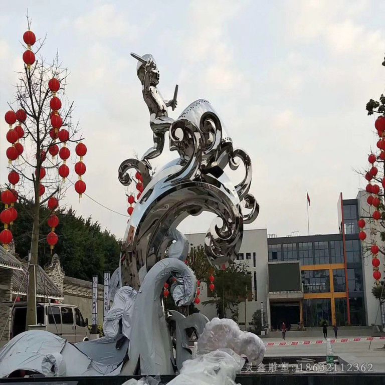 镜面抽象人物不锈钢雕塑
