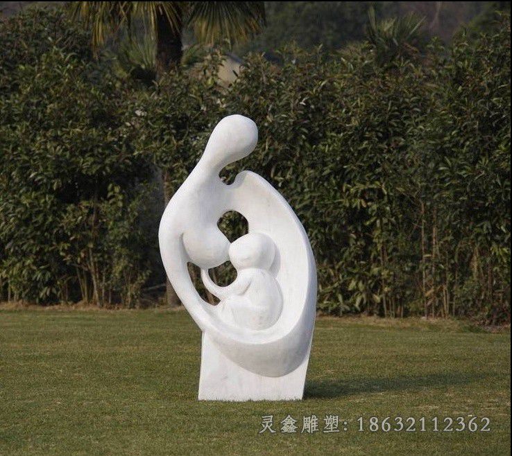 抽象母子人物不锈钢雕塑