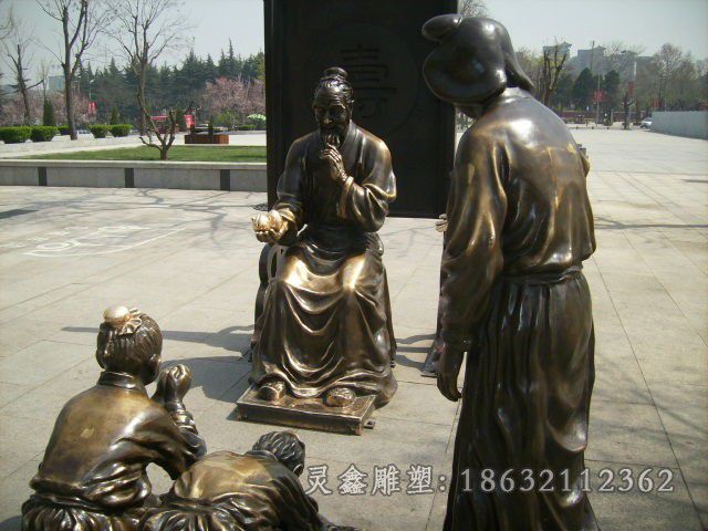 古代人物街边抽象铜雕