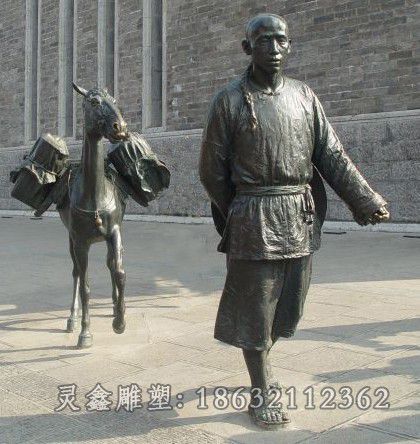 古代人物街边小品铜雕