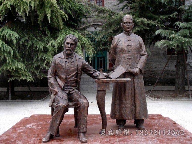 拍照人物景观小品铜雕