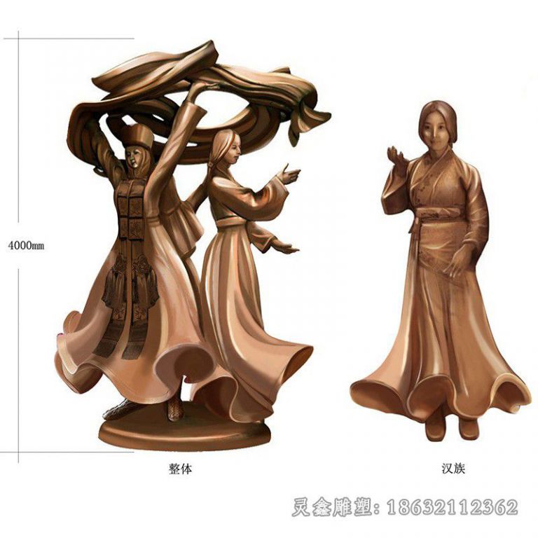 少数民族舞蹈人物铜雕