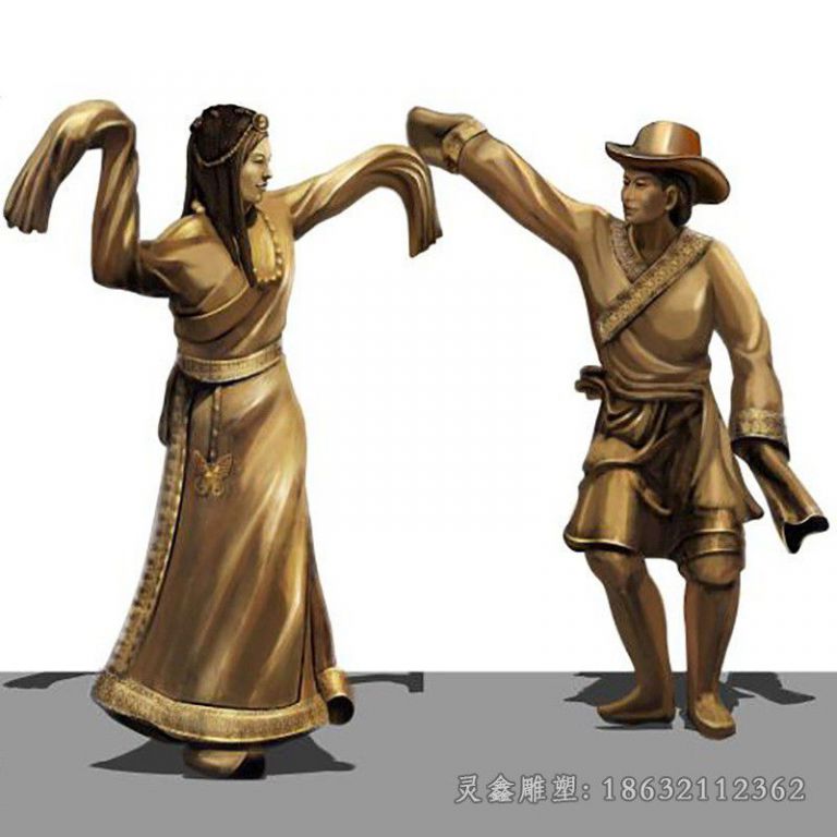 少数民族舞蹈景观铜雕