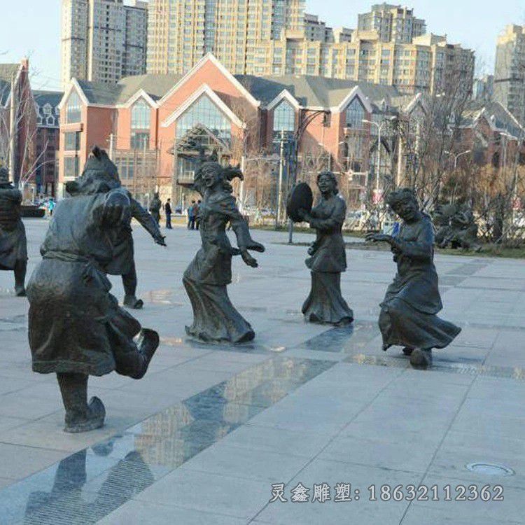 少数民族跳舞户外铜雕