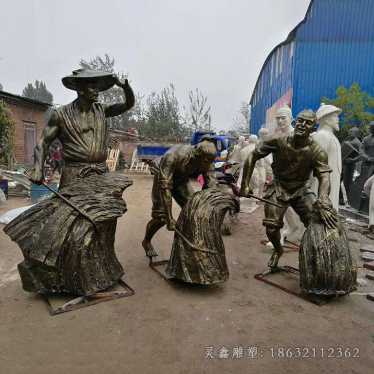 收割粮食农耕景观铜雕