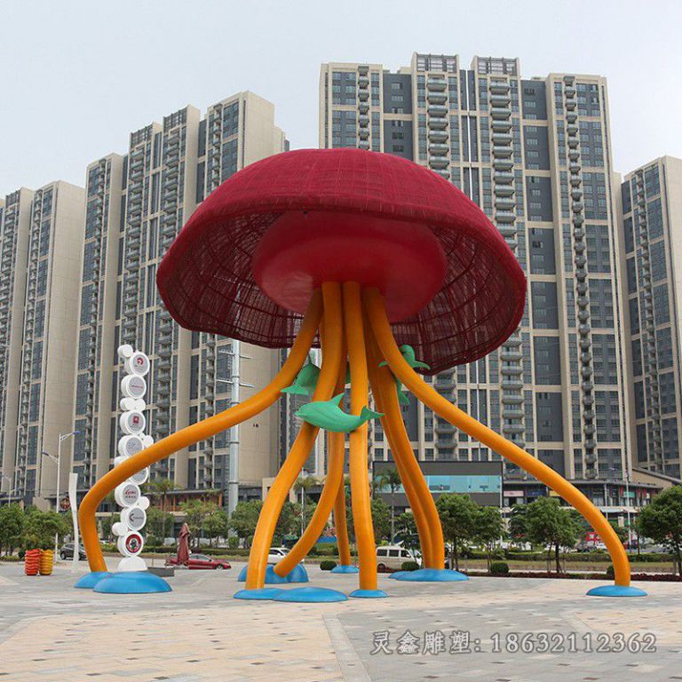 不锈钢镂空水母抽象雕塑