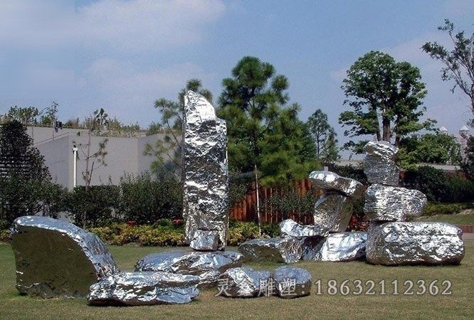 抽象太湖石景观不锈钢雕塑