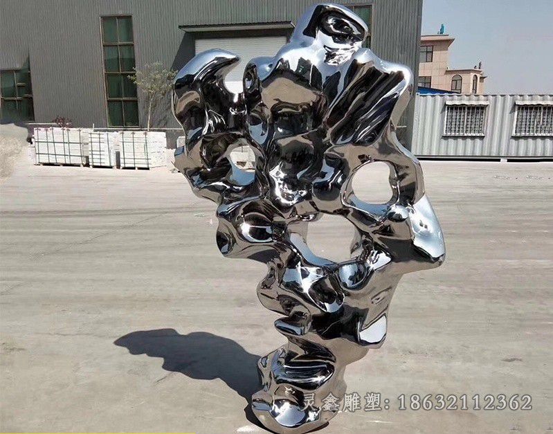 不锈钢镜面太湖石景观雕塑