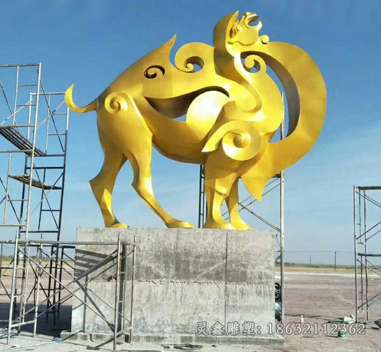 不锈钢太阳小象抽象雕塑