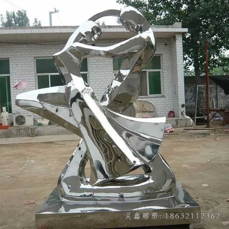 不锈钢跳舞抽象景观雕塑